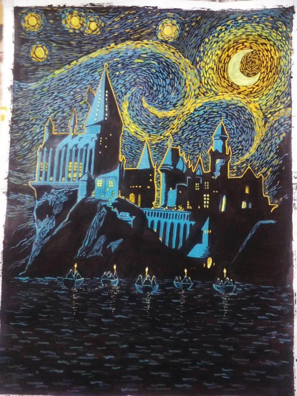 Hogwarts acrylic painting